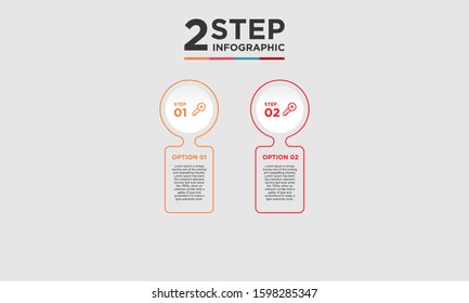 2 step infographic element. Business concept with twooptions and number, steps or processes. data visualization. Vector illustration.