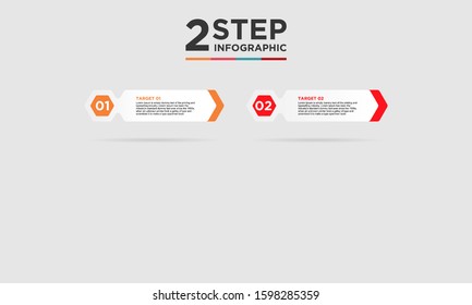 2 step infographic element. Business concept with twooptions and number, steps or processes. data visualization. Vector illustration.