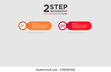 2 step infographic element. Business concept with twooptions and number, steps or processes. data visualization. Vector illustration.