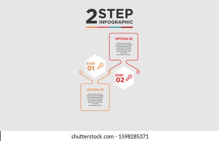 2 step infographic element. Business concept with twooptions and number, steps or processes. data visualization. Vector illustration.
