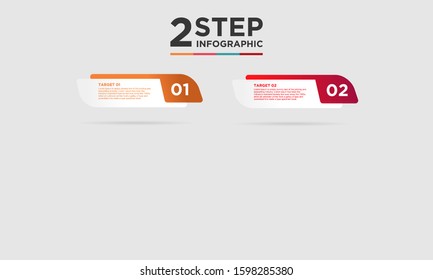 2 step infographic element. Business concept with twooptions and number, steps or processes. data visualization. Vector illustration.