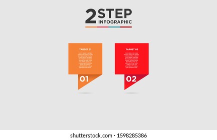 2 step infographic element. Business concept with twooptions and number, steps or processes. data visualization. Vector illustration.