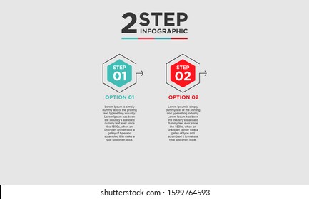 2 step infographic element. Business concept with two options and number, steps or processes. data visualization. Vector illustration.
