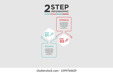 2 step infographic element. Business concept with two options and number, steps or processes. data visualization. Vector illustration.