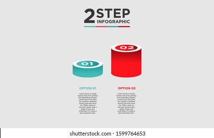 2 step infographic element. Business concept with two options and number, steps or processes. data visualization. Vector illustration.