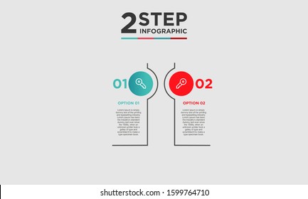2 step infographic element. Business concept with two options and number, steps or processes. data visualization. Vector illustration.