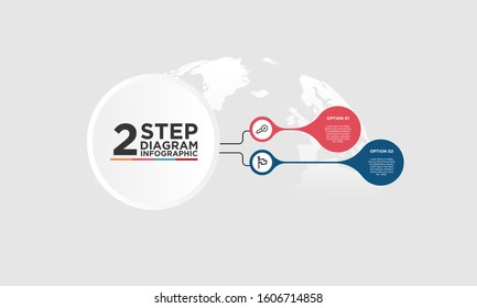 2 step infographic element. Business concept with two options and number, steps or processes. data visualization. Vector illustration.
