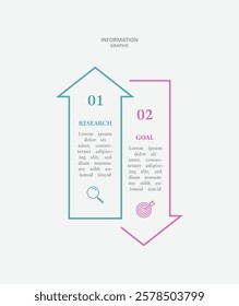 2 step infographic option template design vector business with Arrow and line for company presentation 