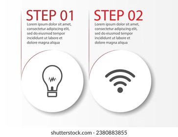 2 step infographic, simple infographic business design with related circle shapes, with lines and colors and symbols suitable for your business presentation