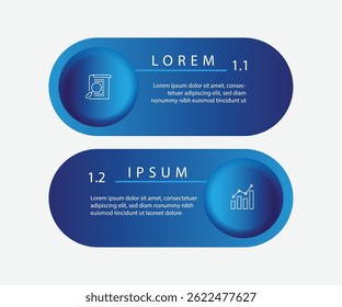 2 step infographic template. Banner template presentation with blue gradient colors. vector Illustration suitable for business information and web graphic design.