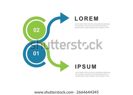 2 step infographic template. Business information graphic with 2 process line and columns.