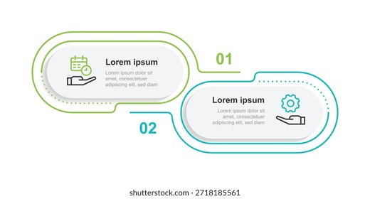 2 step infographic template design with line connected and columns suitable for business information graphic, presentation template, worksheet or workflow layout.