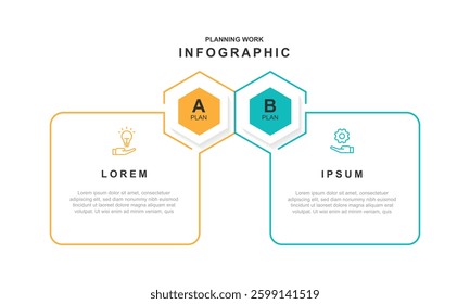 2 step infographic template with icons. Vector banner business suitable for web presentation and information graph