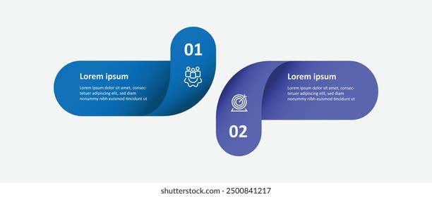 2-stufige Infografik-Vorlage mit Papierformat kann für Workflow, Geschäftsinformationen, Präsentationsdatenvisualisierung und Web-Grafikdesign verwendet werden 