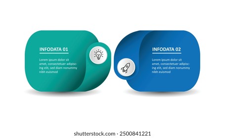 2 step infographic template with paper style can be used for workflow, business information, presentation data visualization and web graphic design 