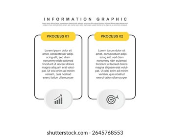 2 step infographic template with paper design layout for business and webdesign 