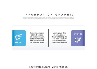 template infographique en 2 étapes avec mise en page de conception de papier pour les entreprises et webdesign 