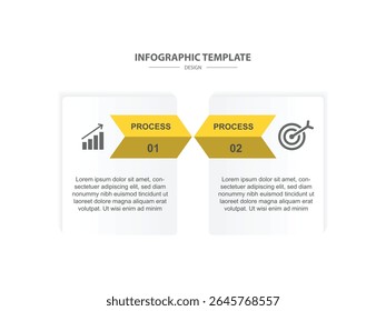 template infographique en 2 étapes avec mise en page de conception de papier pour les entreprises et webdesign 
