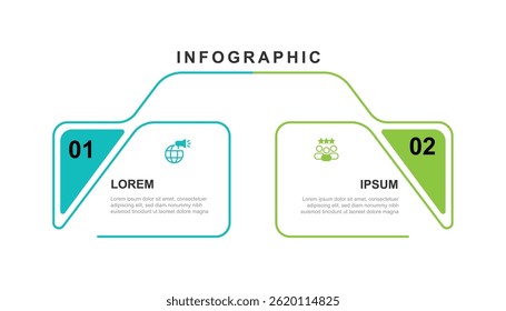 2 step infographic template vector element with icons suitable for business information and work presentation