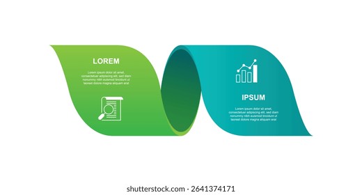 2 step infographic template vector element with icons suitable for business information and web presentation.