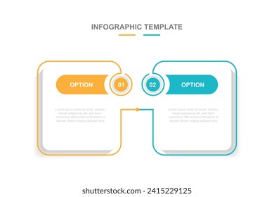 2 step infographic vector element with line connection and icons suitable for web presentation and business information