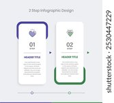 2 step Infographics Design Template, Chart diagram, Graph, Pie chart, workflow layout, vertical rectangle diagram, report, Editable presentation design elements, Process diagram in white background