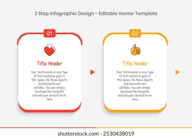 2 step Infographics Design Template, Chart diagram, Graph, Pie chart, workflow layout, squire diagram, report, Editable presentation design elements, Process diagram in white background