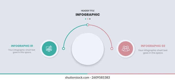 2 Step Infographics Design Template, circle diagram, Modern Business Infographic elements, colorful circle workflow slide template,  Timeline minimalist infographic template, Mind Map Template design