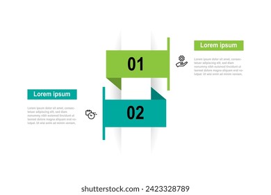 Diseño de 2 pasos plantilla infográfica elemento vector adecuado para presentación web e información comercial