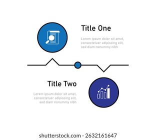 2 step line connected and circle. Inforgraphic template element with icons suitable for business information and web presentation.