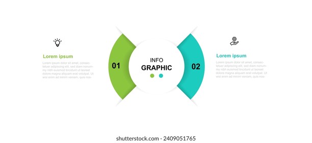 2 step line process infographic template vector element with icons suitable for web presentation and business information 