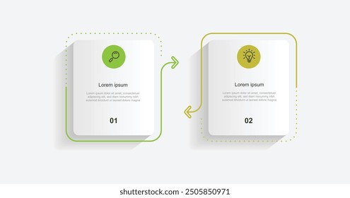 2 step line process infographic template vector with icons can be used for workflow, business information, presentation, data visualization and web graphic design 
