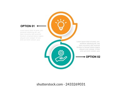 2 step line template infographic vector element with icons suitable for web presentation and business information
