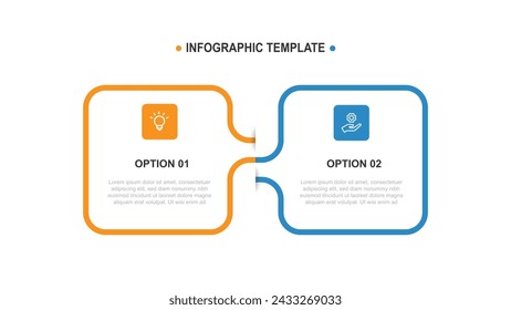 2 step line template infographic vector element with icons suitable for web presentation and business information