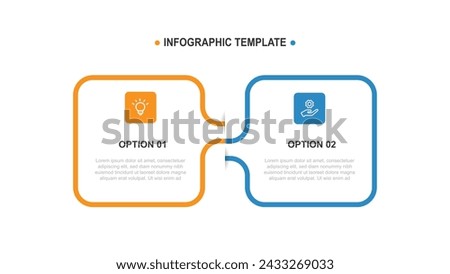 2 step line template infographic vector element with icons suitable for web presentation and business information