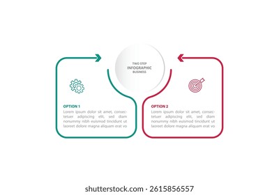 2 step or option infographic template design vector business for presentation company 