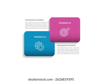 Vector de diseño de Plantilla infográfica de 2 pasos u opciones para empresas y empresas de presentación 