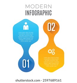 2 step options modern infographic business growth concept modern design