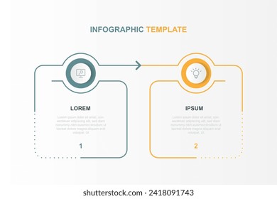 2-Stufen-Prozess-Infografik-Vorlage, Vektorelement mit Geschäftssymbole 