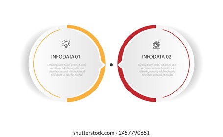 2 step process infographic template vector with icons suitable for workflow, presentation, graphic information