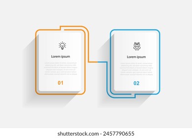 2 step process infographic template vector with icons suitable for workflow, presentation, graphic information