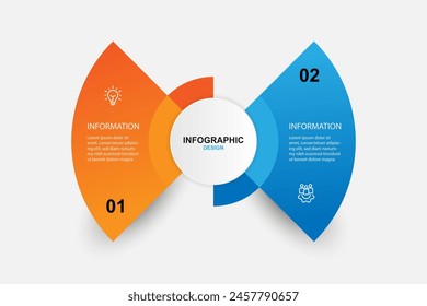 2-stufige Prozess Infografik Vorlage Vektorgrafik mit Icons geeignet für Workflow, Präsentation, grafische Informationen