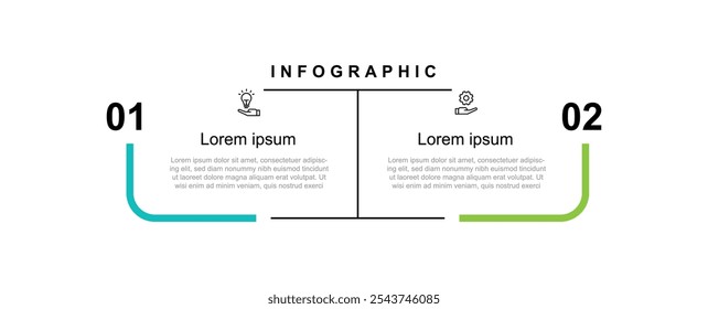 Elemento de vetor de modelo de infográfico de processo de 2 etapas com ícones 