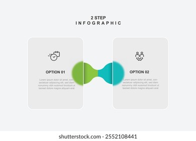 2 step process infographic template suitable for business information and web presentation