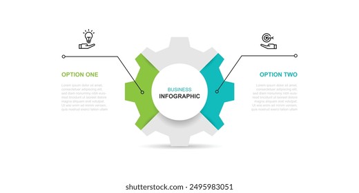 Elemento de Vector de infografía de proceso de 2 pasos con ícono adecuado para presentación de Web e información comercial