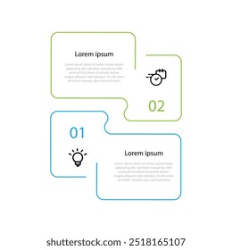 2 step process infographic vector element with icons suitable for business information and web presentation