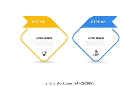 2 paso proceso o opción infografía Plantilla elemento de Vector con iconos adecuados para la presentación de Web y la información empresarial