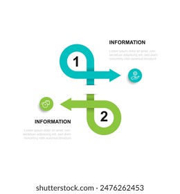 2-Stufen-Prozess oder Option Infografik Vorlage Vektorgrafik Element mit Symbolen geeignet für Web-Präsentation und Geschäftsinformationen