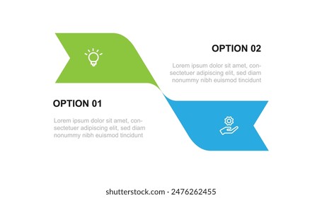 2 paso proceso o opción infografía Plantilla elemento de Vector con iconos adecuados para la presentación de Web y la información empresarial