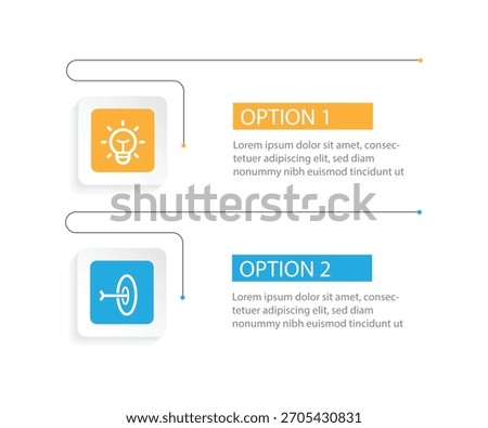 2 step or slide infographic template vector element with line style and icons.